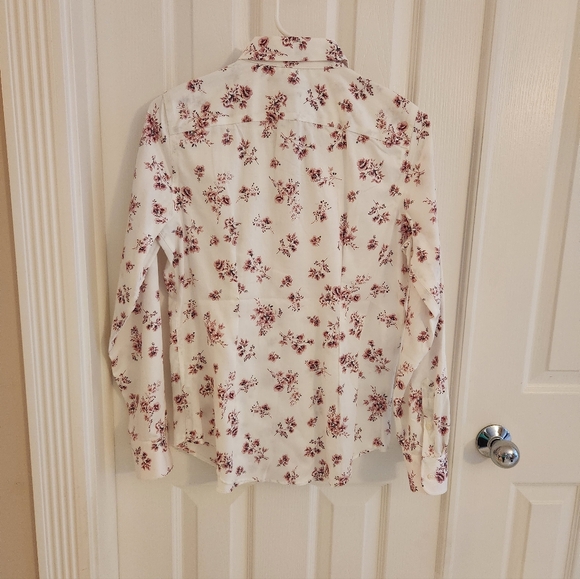Chaps Women Dress Blouse White Pink Flowers S/P/CH - Picture 3 of 8